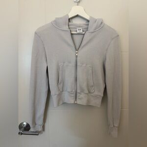 Aritzia Tna Waffle Zip Hoodie in light blue
